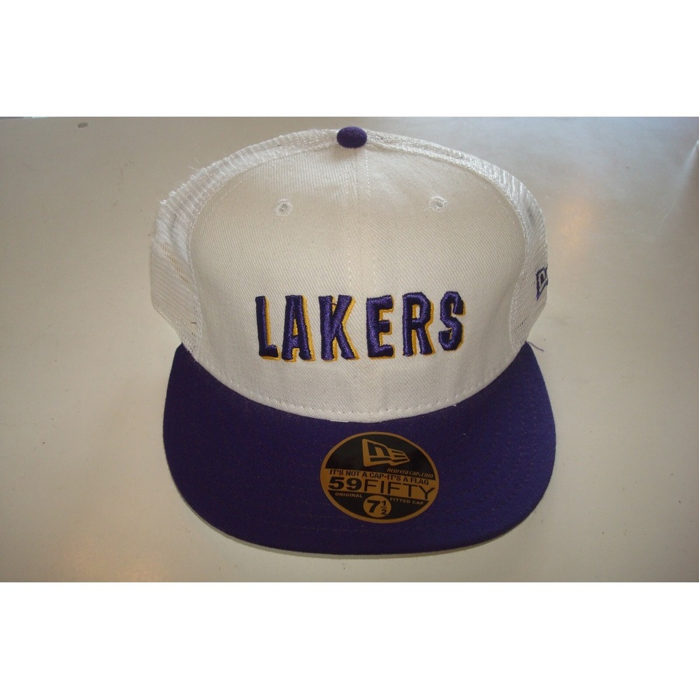 LOS ANGELES LAKERS new era FITTED 7 1/2 DEADSTOCK HAT CAP VINTAGE BX1